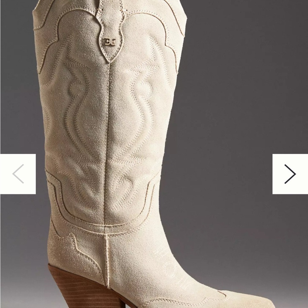 Sam Edelman Beige Heeled Western Boots